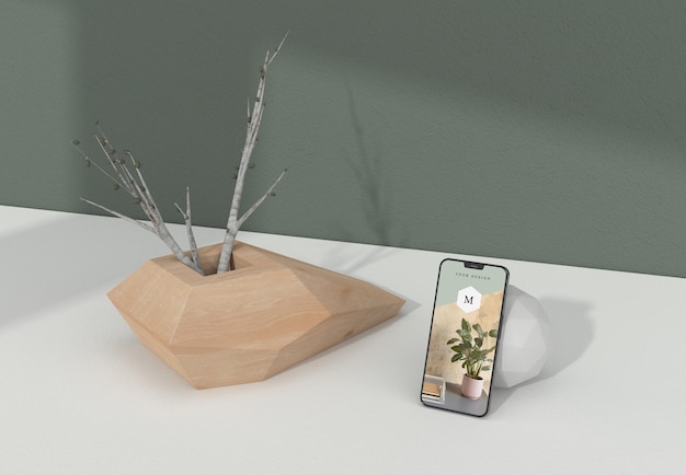 PSD minimal vase and phone mockup