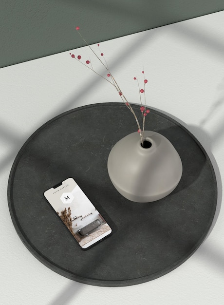 Minimal vase and phone mockup