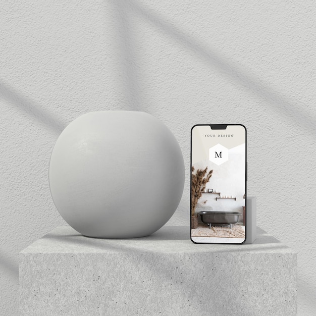 Minimal vase and phone mockup