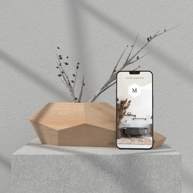 Minimal vase and phone mockup