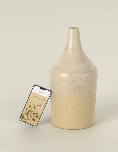 Minimal vase and phone mockup