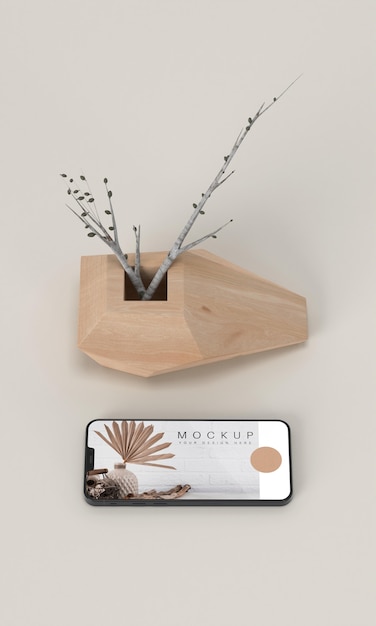 PSD minimal vase and phone mockup