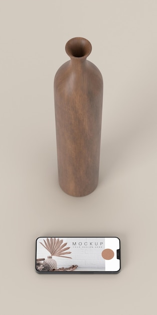 minimal vase and phone mockup