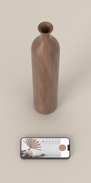 Minimal vase and phone mockup