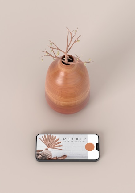 PSD minimal vase and phone mockup