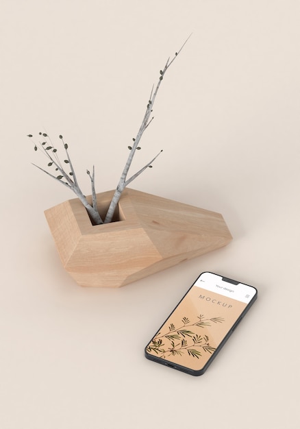 PSD minimal vase and phone mockup