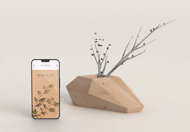 Minimal vase and phone mockup