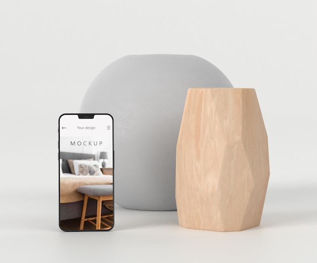 PSD minimal vase and phone mockup