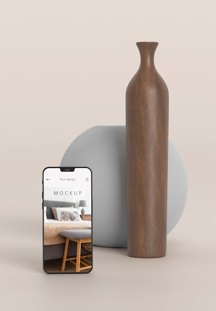 PSD minimal vase and phone mockup