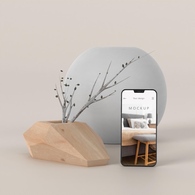 PSD minimal vase and phone mockup