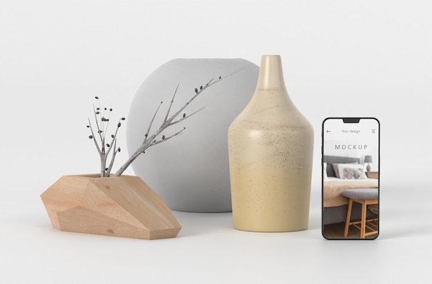 PSD minimal vase and phone mockup