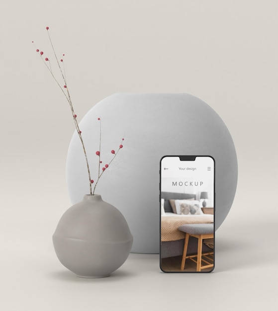 minimal vase and phone mockup