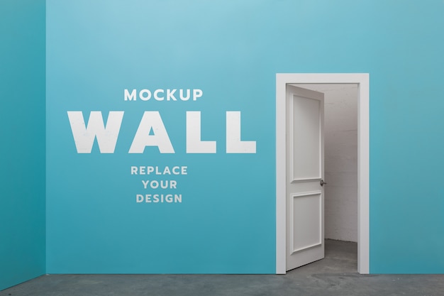 PSD minimal wall room and door mockup