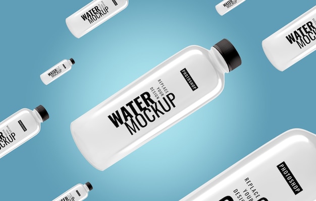 PSD minimal water bottle mockup advertising