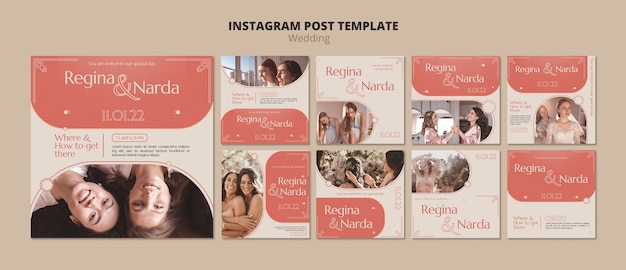 PSD post instagram minimi per la celebrazione del matrimonio