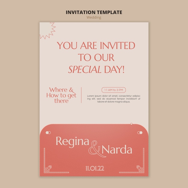 PSD minimal wedding celebration invitation