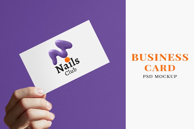 Minimalbusiness card mockup psd in paars en wit