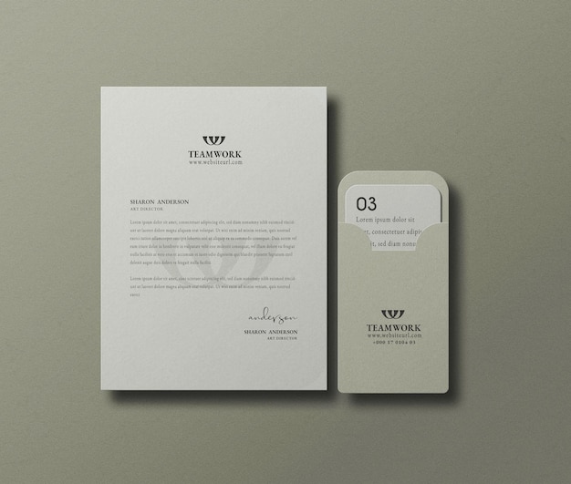 Minimale briefpapier set mockup