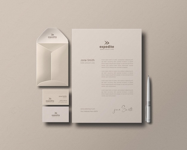 minimale briefpapier set mockup