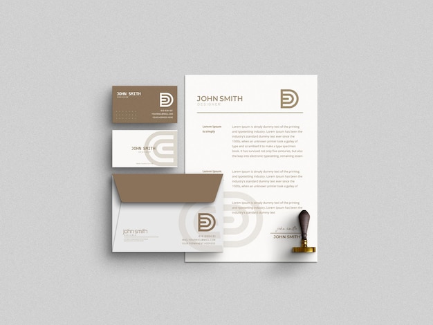 minimale briefpapier set mockup