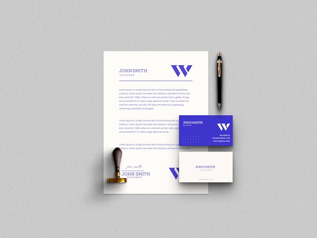 minimale briefpapier set mockup
