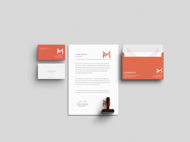 Minimale briefpapier set mockup