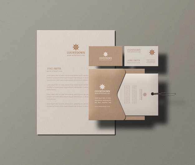 Minimale briefpapier set mockup