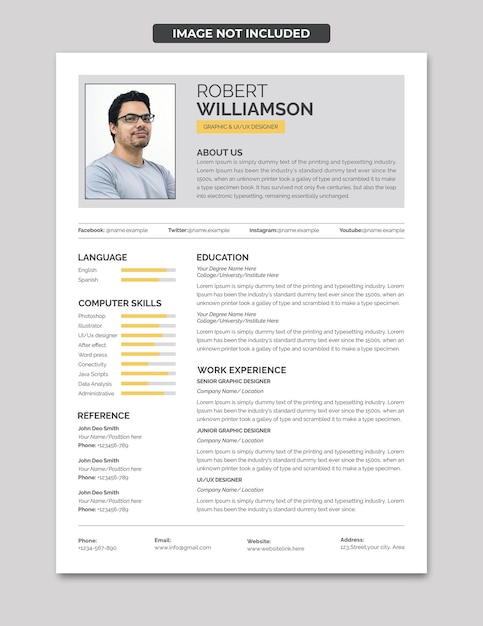 PSD minimale cv-sjabloon psd cv