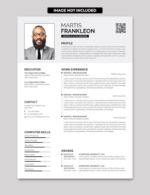 PSD minimale cv-sjabloon psd cv