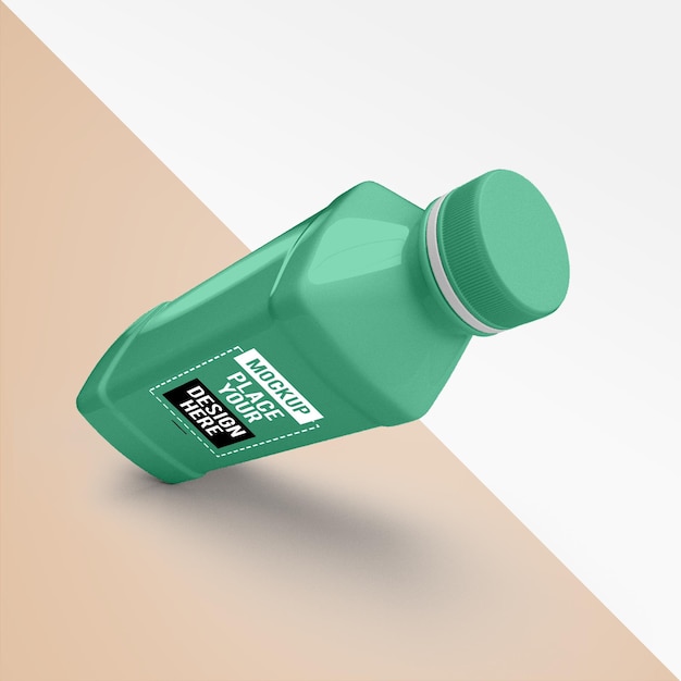 Minimale herbruikbare waterfles ontwerp mockup Plastic fles vooraanzicht mockup