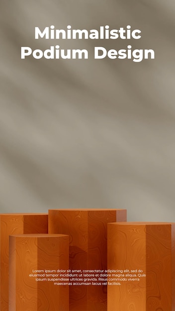 Minimale houten textuur product podium 3d rendering mockup sjabloon bruin groene kleur in portret