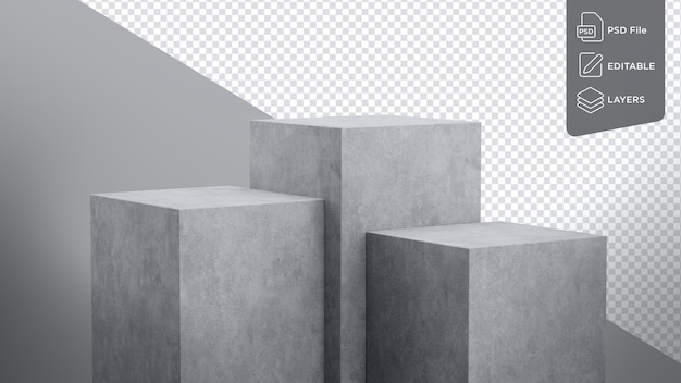 Minimale lege podium productpresentatie beton 3 podium staan op grijze achtergrond Pedestal