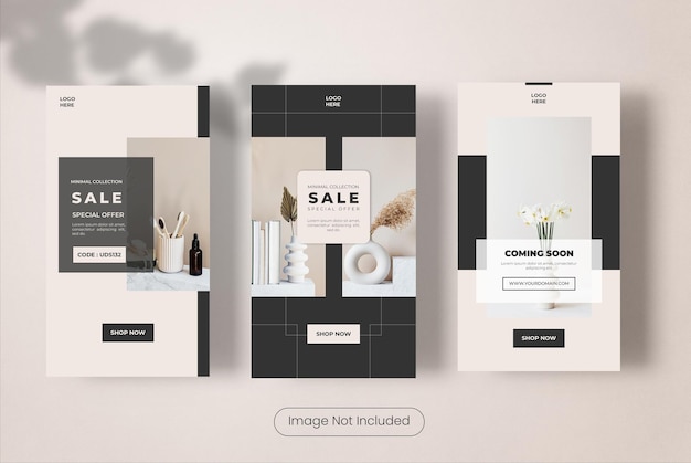 Minimale meubels instagram verhalen sjabloon banner set