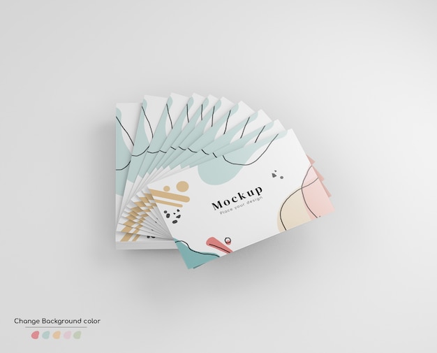 PSD minimale mockup voor visitekaartjes in handventilator.