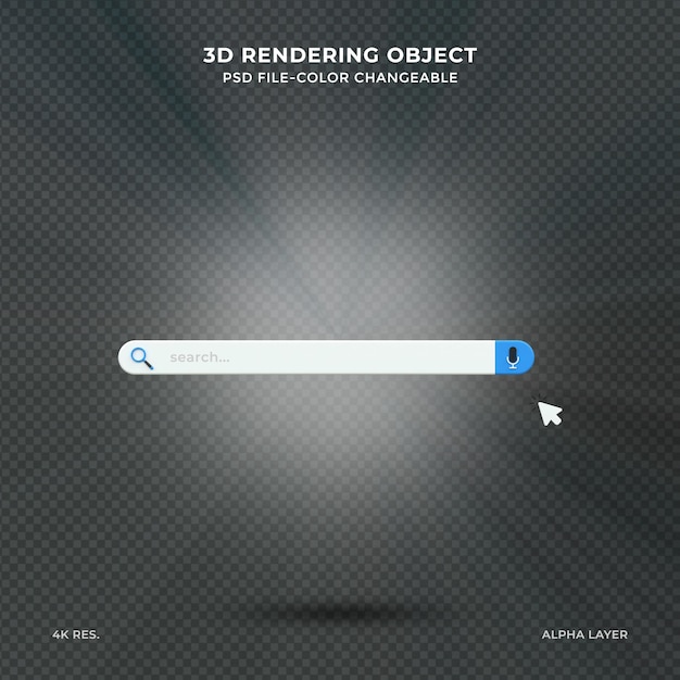 PSD minimale realistische lege 3d-zoekbalk op roze achtergrond web zoekconcept 3d-rendering