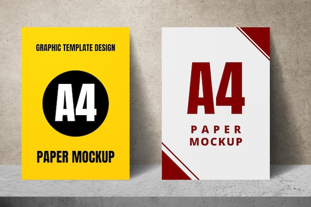 Minimale twee a4-papieren mockup op realistische textuurachtergrond