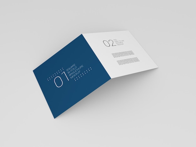 Minimale vierkante bi-fold brochure mockup