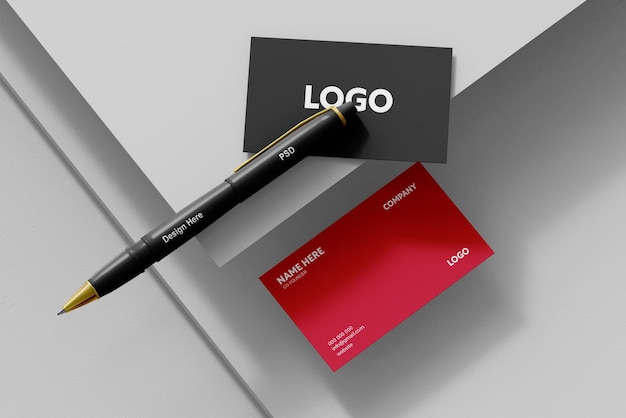Minimale visitekaartontwerpmockup met pen
