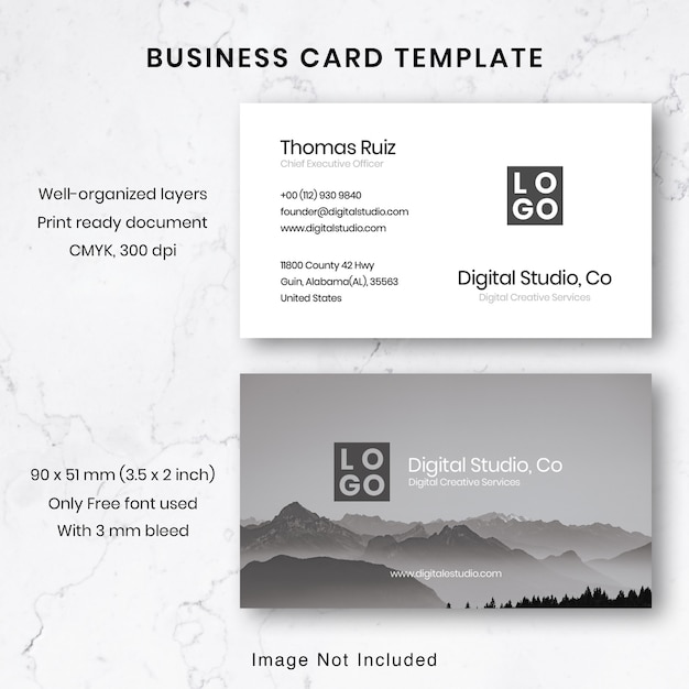 PSD minimalis business card template