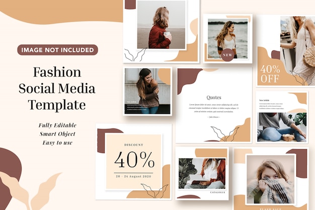 Minimalismo moda stile miele marrone colore social media banner modelli di instagram