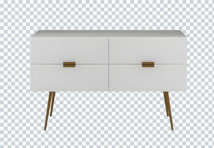 Minimalism modern white gold drawer. Transparent.