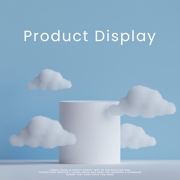 PSD minimalism product display podium with sky cloud on background mockup 3d render