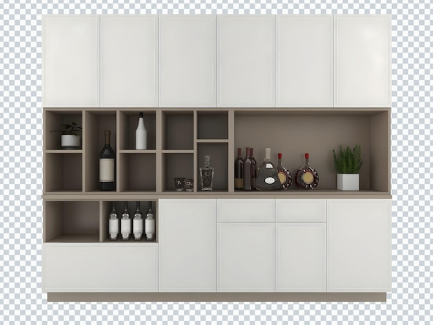 PSD minimalism white bottle cupboard. transparent.