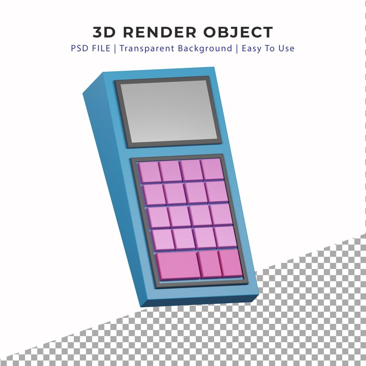 PSD minimalist 3d rendering calculator