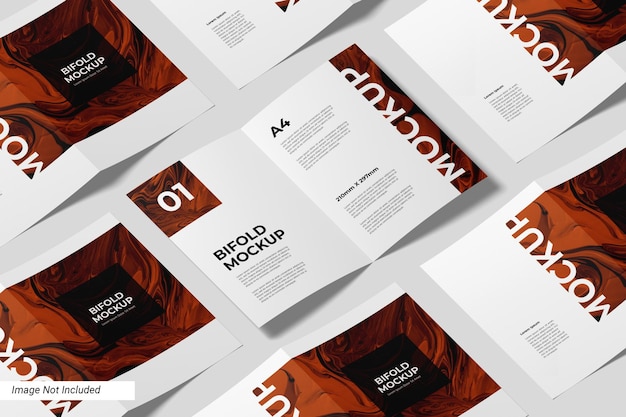 Minimalist a4 bifold flyer mockup perspective view