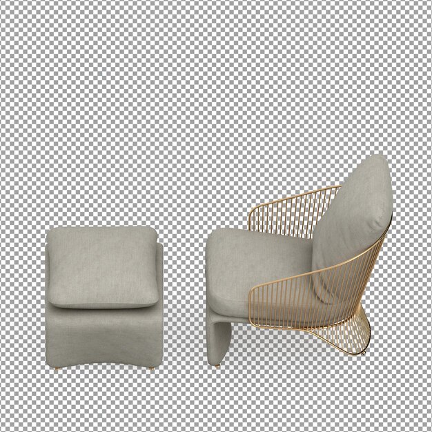 Minimalist armchair in 3d rendering