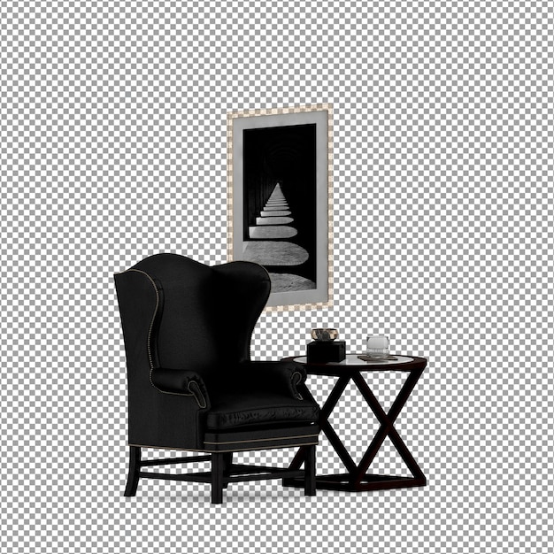 PSD minimalist armchair in 3d rendering