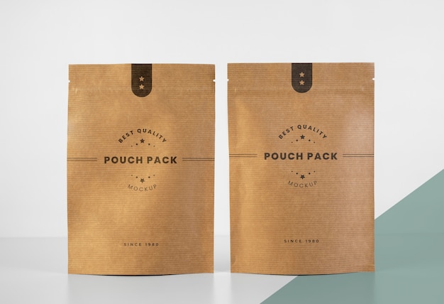 PSD minimalist assortment of doypack mock-up