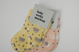 PSD minimalist baby socks mockup