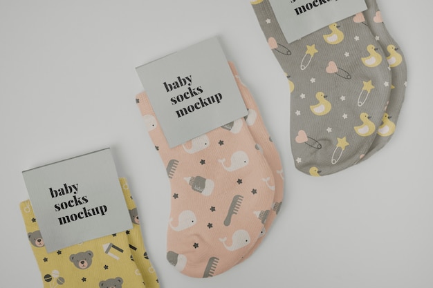 PSD minimalist baby socks mockup